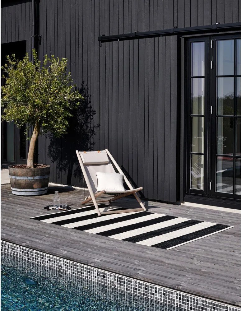 Passatoia da interno/esterno bianca e nera 70x225 cm Bob Black Vanilla – Pappelina