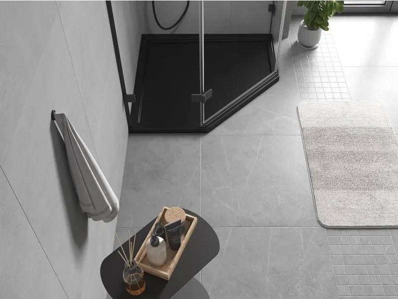 Mexen Flow piatto doccia pentagonale slim 80 x 80 cm, nero opaco - 46P708080