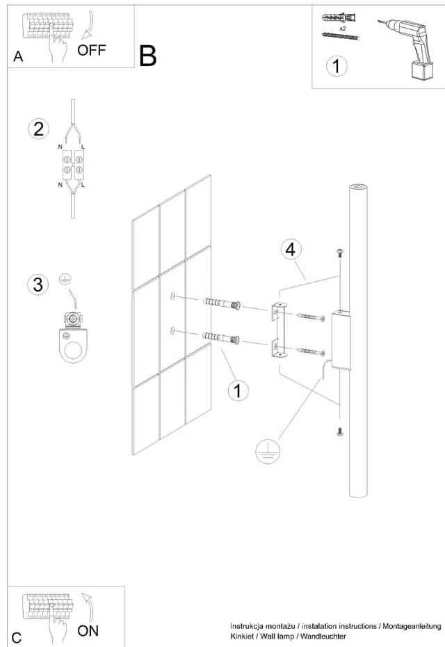 Lampada da parete color mattone Fideus – Sollux