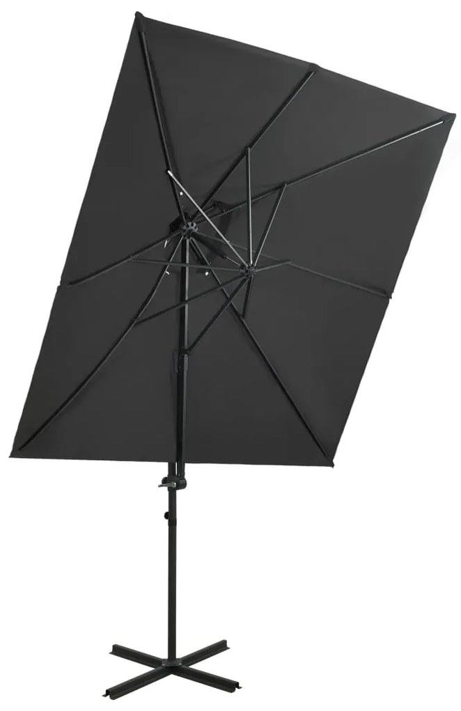 Ombrellone A Sbalzo Con Doppia Copertura 250x250 Cm Antracite /