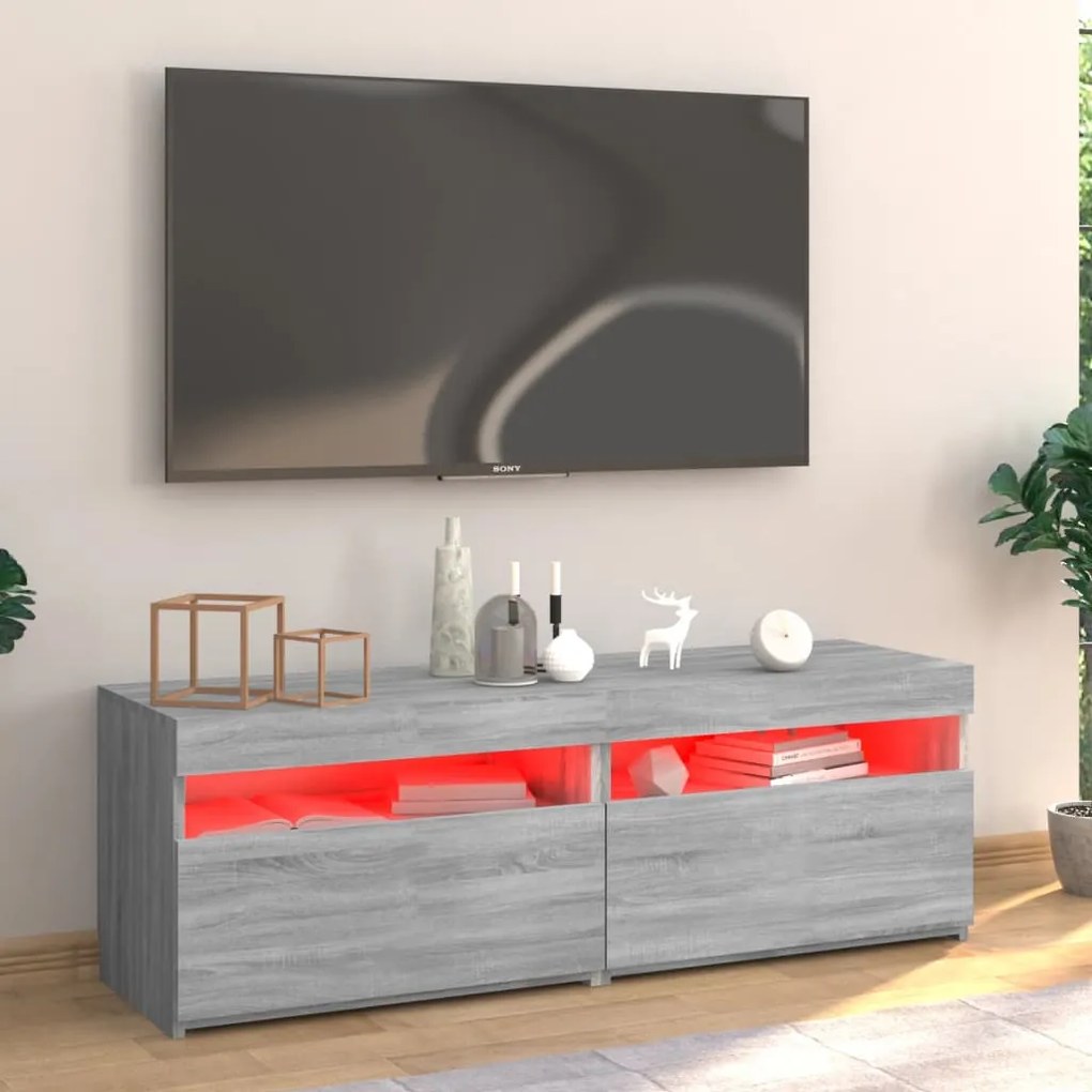 Mobile porta tv con luci led grigio sonoma 120x35x40 cmcm