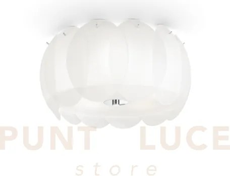 Ovalino lampadario da soffitto bianco in vetro 5 luci attacco e27