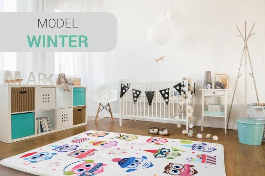 Tappeto di qualità per la camera dei bambini con motivo a gufo 140 x 200 cm