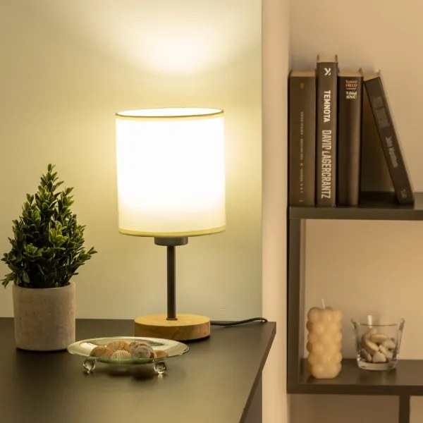 Brilagi - Lampada da tavolo NUBILA WOOD 1xE27/25W/230V quercia/nero/color crema