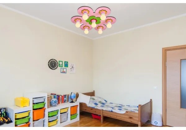 Plafoniera per bambini LUCCA 7xE27/24W/230V rosa