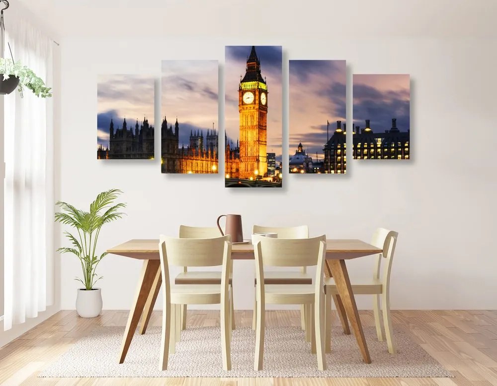 Quadri 5 pezzi – Big Ben notturno a Londra