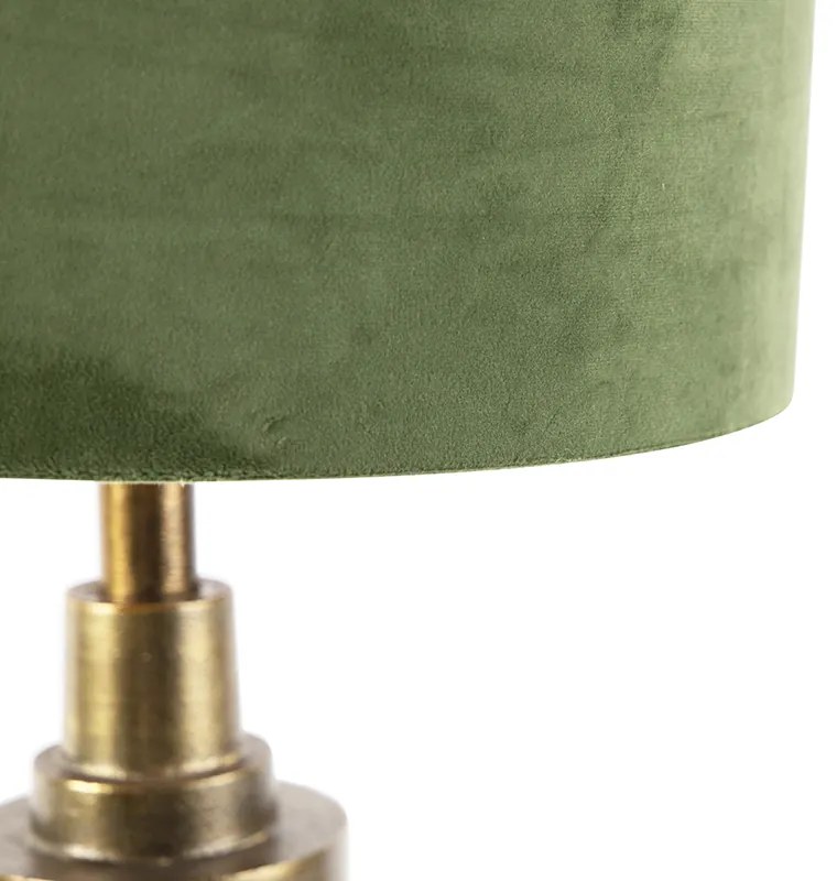 Lampada da tavolo Art Déco con paralume in velluto verde 35 cm - Diverso