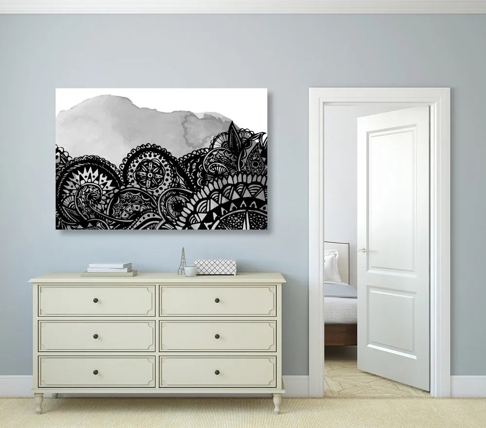 Stampa su tela – Mandala in bianco e nero