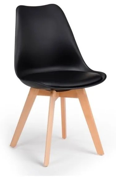 Sedia Nordica Nera Con Gambe In Legno E Cuscino Design Moderno