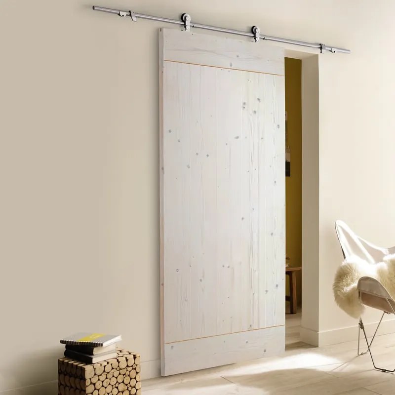 Porta scorrevole reversibile Smooth in legno bianco, L 96 x H 215 cm, con binario Toledo