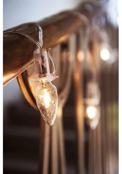 Catena LED da esterno espandibile CONE FILAMENT 20xE10 14m vetro trasparente/bianco caldo IP44