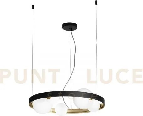 Lampadario a sospensione sonetto nera e oro 5 luci attacco g9 55x12...