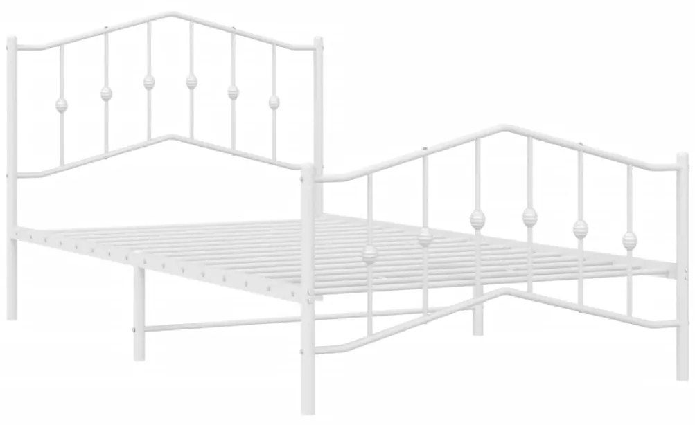 Giroletto con testiera e pediera metallo bianco 107x203 cm