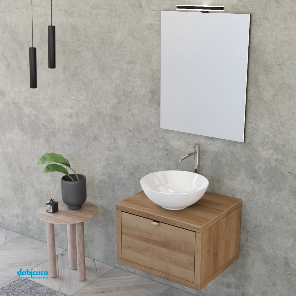 Mobile Bagno Sospeso "Unit one" Da 60 Cm Composto Da Un Cassetto Finitura Rovere Farnia