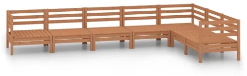 Set Divani da Giardino 7 pz in Legno Massello di Pino Miele