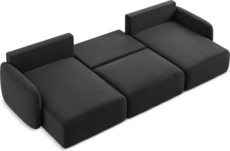 Divano angolare nero allungabile/con contenitore Kalena – Makamii