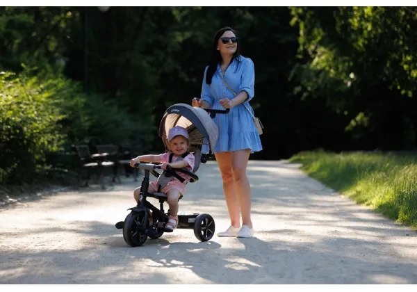 QPlay - Triciclo per bambini 3in1 RITO STAR grigio chiaro