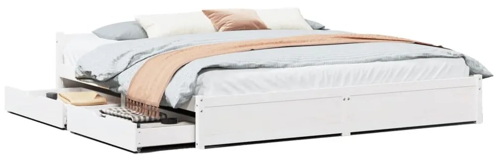 Letto senza materasso bianco 160x200 cm legno massello di pino