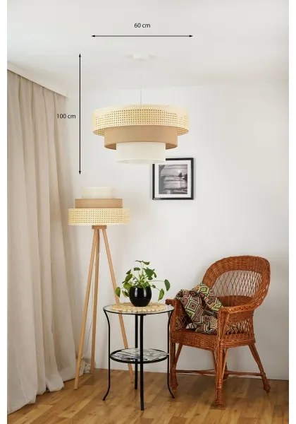 Brilagi - Lampadario a sospensione CEDAR LUNETA 1xE27/15W/230V Ø60 rattan marron