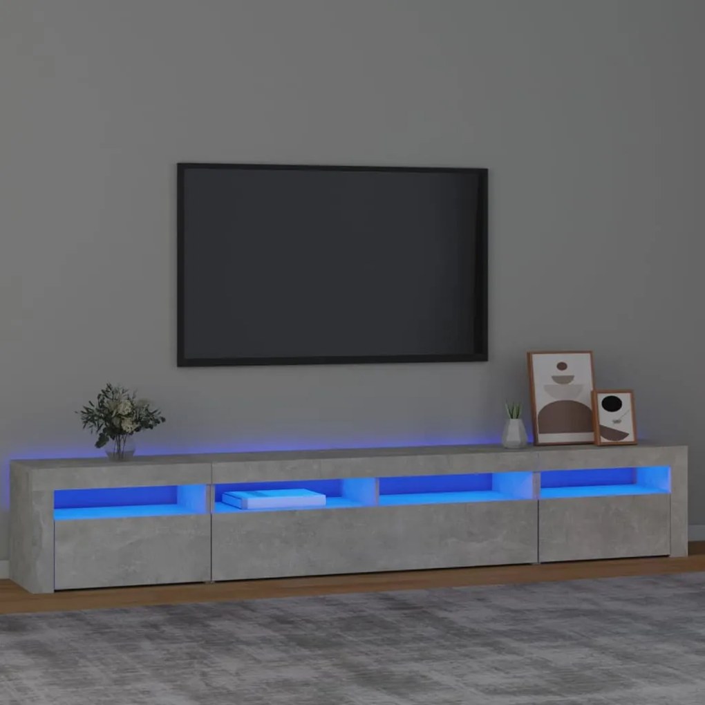 Mobile Porta Tv Con Luci Led Grigio Cemento 240x35x40 Cm /