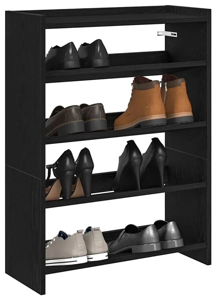 Scarpiera Nera 60x25x81 Cm İn Legno Multistrato /