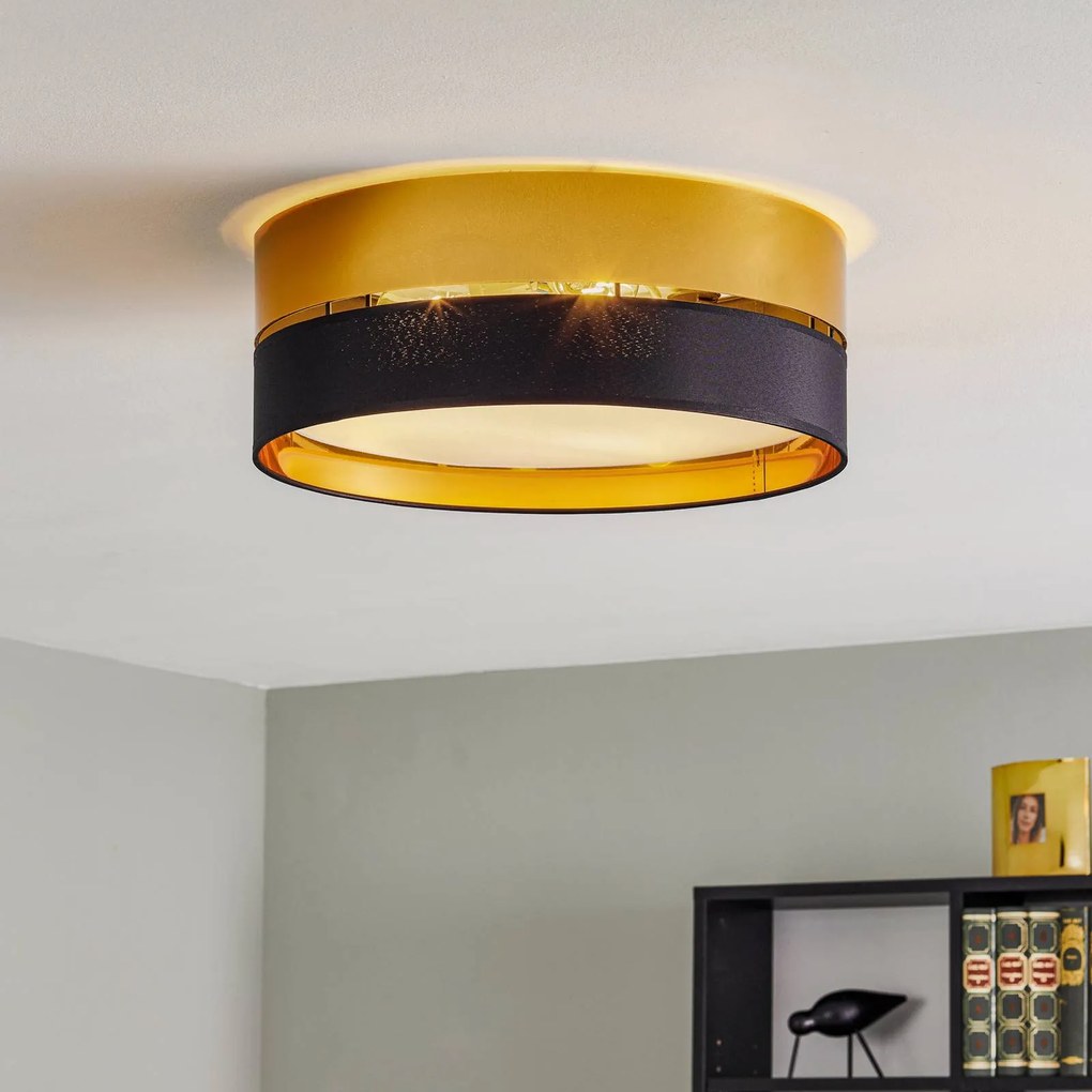 TK Lighting Plafoniera Hilton, nero/oro, Ø 45 cm