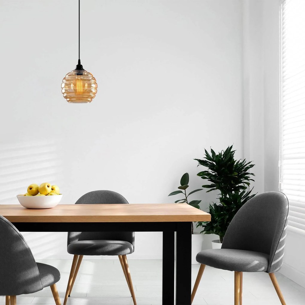 Lampada a sospensione in vetro Gold 010 Opviq, dimmerabile, Ottone / Oro, Soggiorno / Sala da pranzo, Vetro, Lampada a sospensione