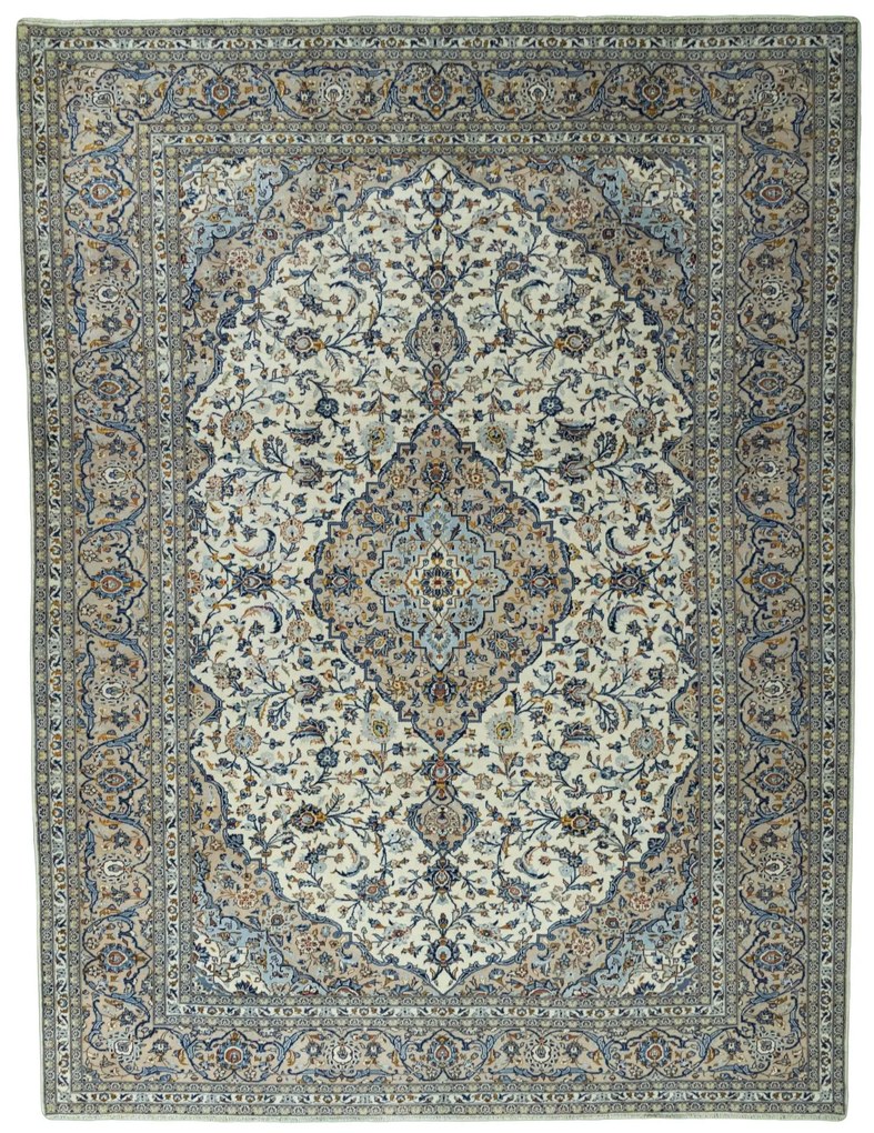 Kashan Tappeto 400 x 300 Beige (Iran) Annodato A Mano