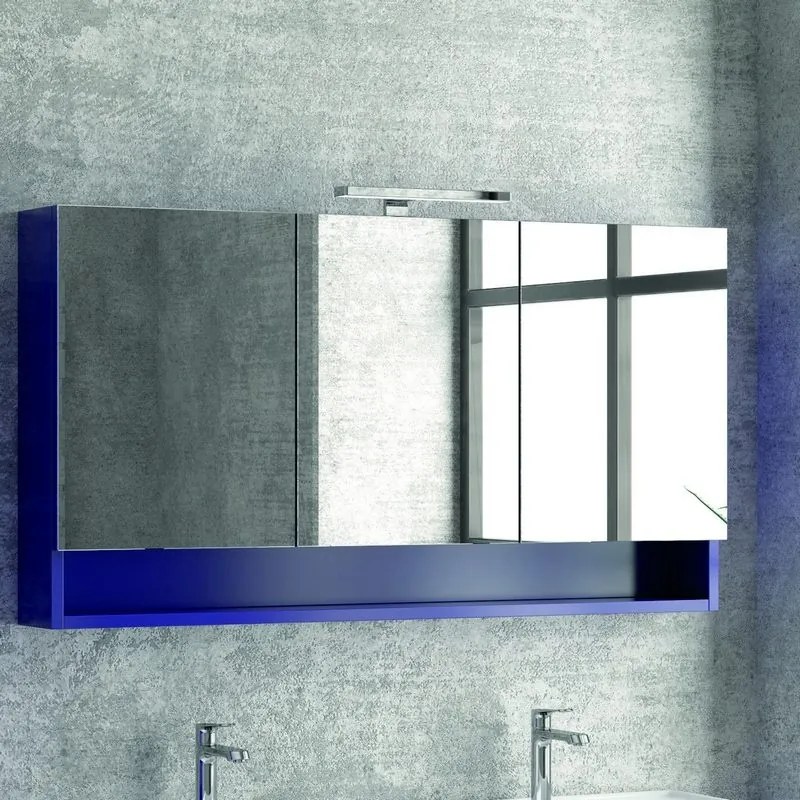 Composizione bagno sospesa 120cm mobile lavabo doppio colonna specchio e pensile - KAMALU