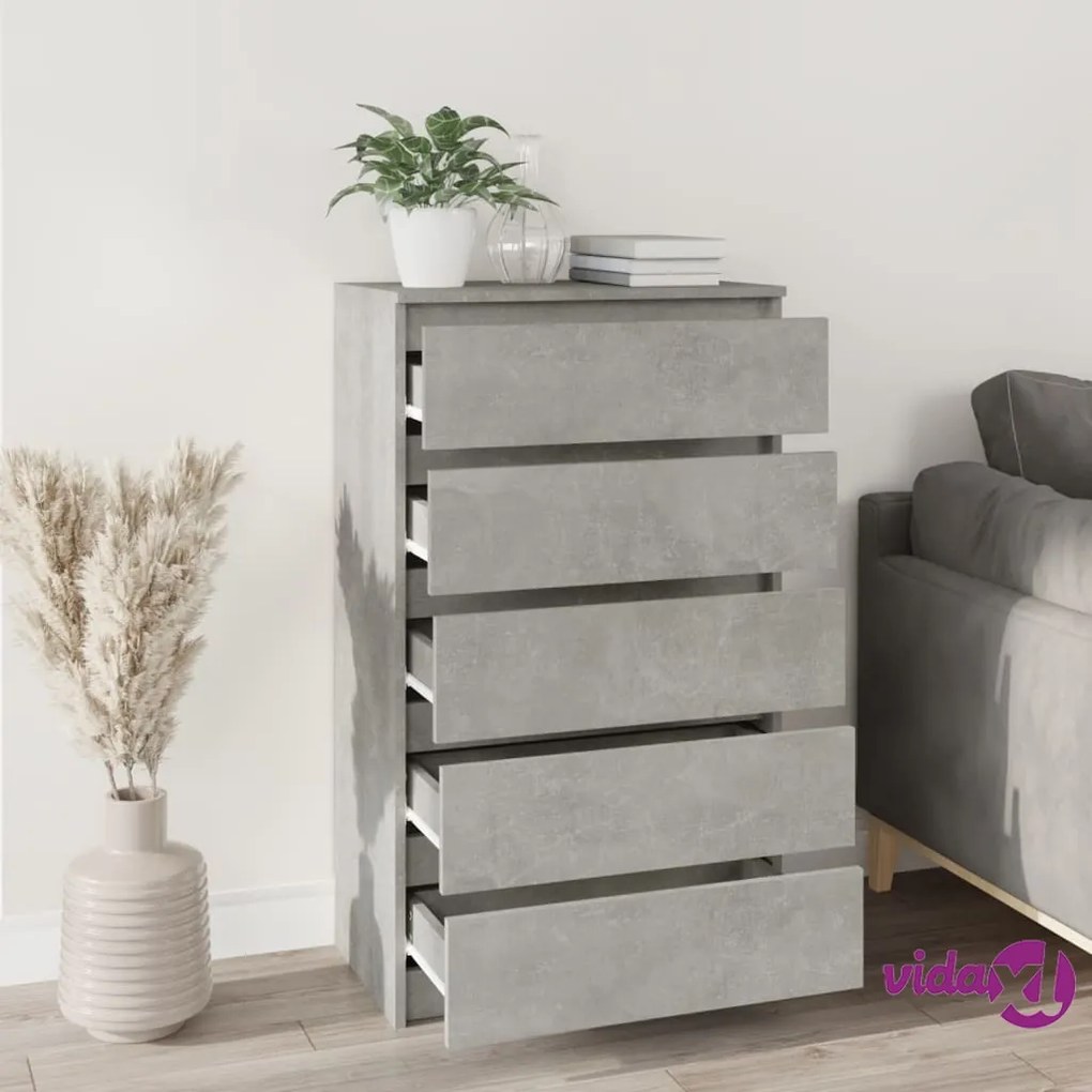 vidaXL Cassettiera Grigio Cemento 60x36x103 cm in Legno Multistrato