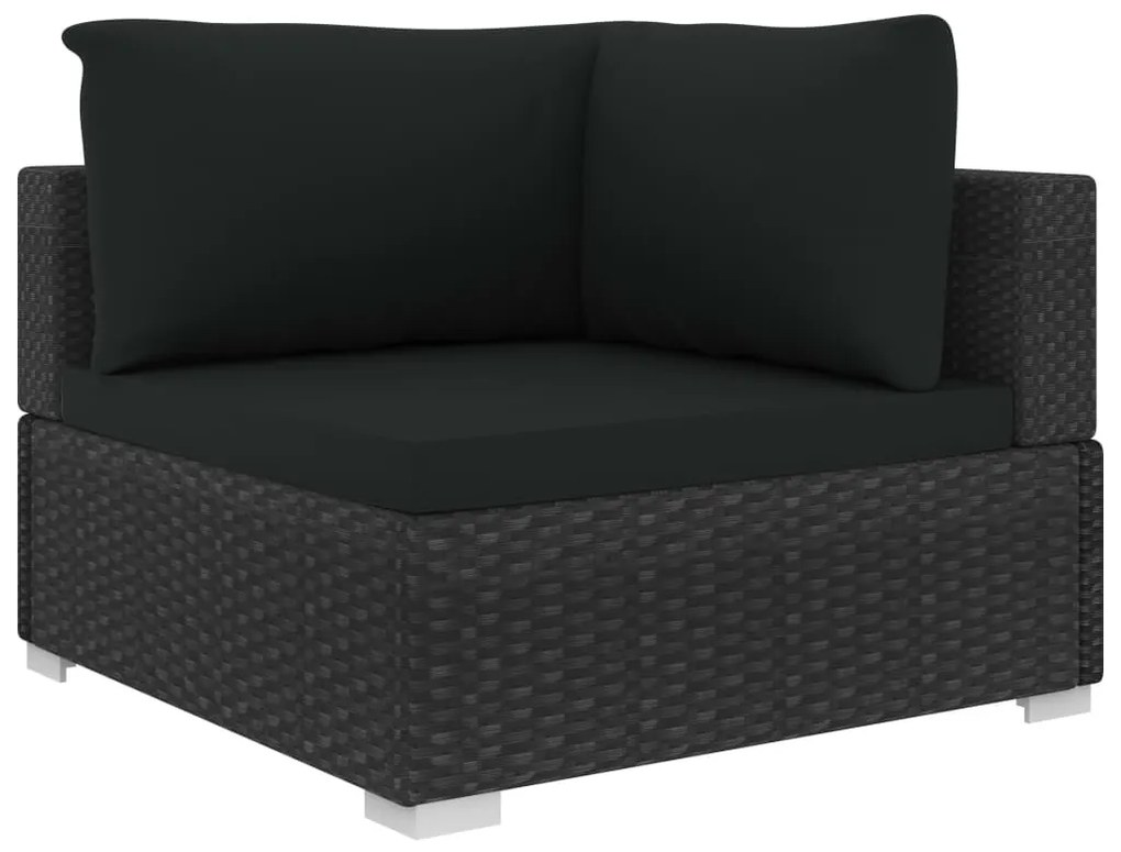 Set divani da giardino 5 pz con cuscini in polyrattan nero
