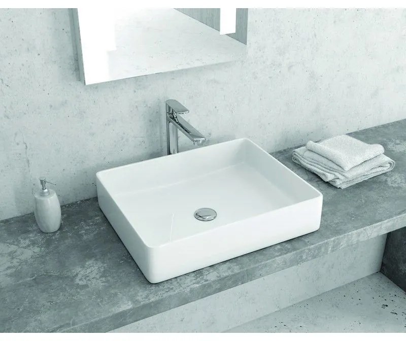 Kamalu - lavabo appoggio 51cm design moderno ceramica slim litos-0002