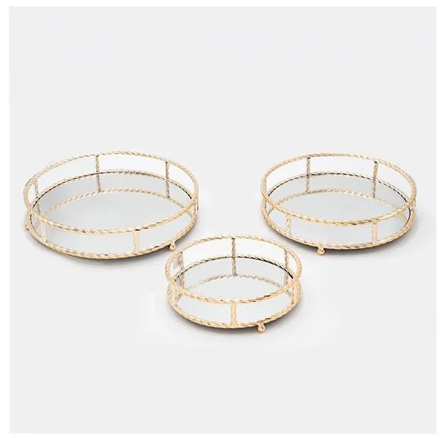 SET 3x Vassoio decorativo diametro 27/33/37 cm oro
