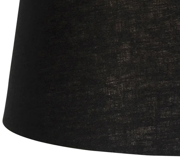 Lampada a sospensione nera con paralume in lino nero 35 cm - Blitz