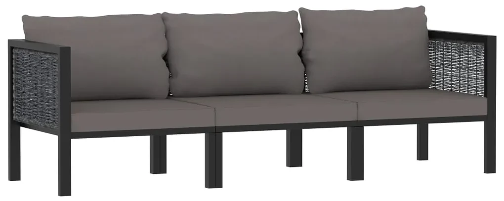 Divano a 3 posti con cuscini antracite in polyrattan
