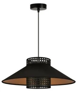 Duolla - Lampadario a sospensione con filo RIO RATTAN 1xE27/15W/230V diametro 45 cm nero/oro