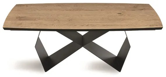 Tavolo allungabile 300 cm con base metallo Nero e piano Rovere Crudo WALL