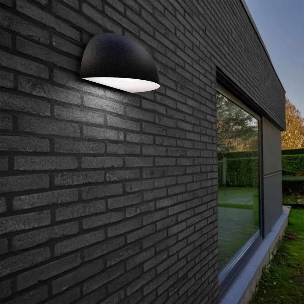 Applique Curva Monodirezionale con base E27, IP54 Nera - Serie BRINA Base E27