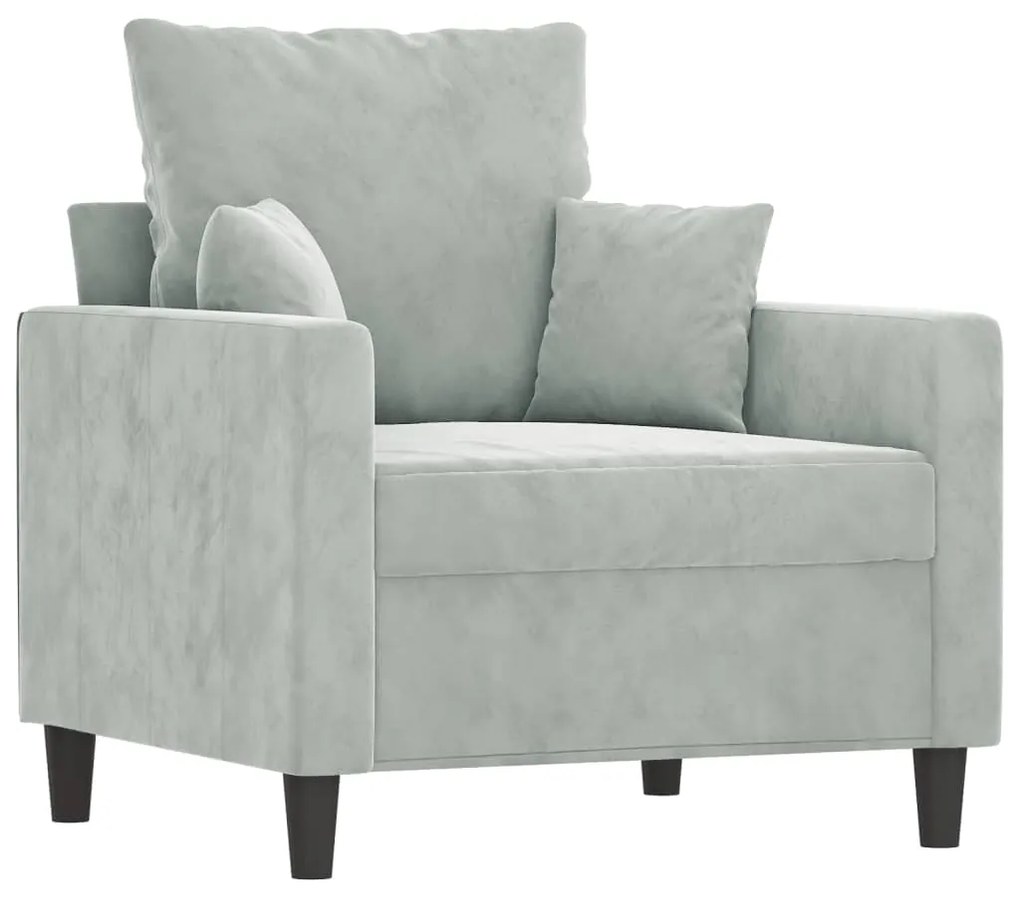 Poltrona grigio chiaro 60 cm velluto