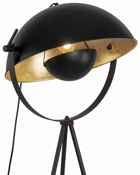 Lampada da terra nera con oro 42 cm treppiede regolabile - Magnax