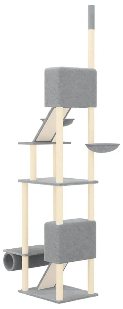 Albero per gatti pavimento soffitto grigio chiaro 277-303 cm