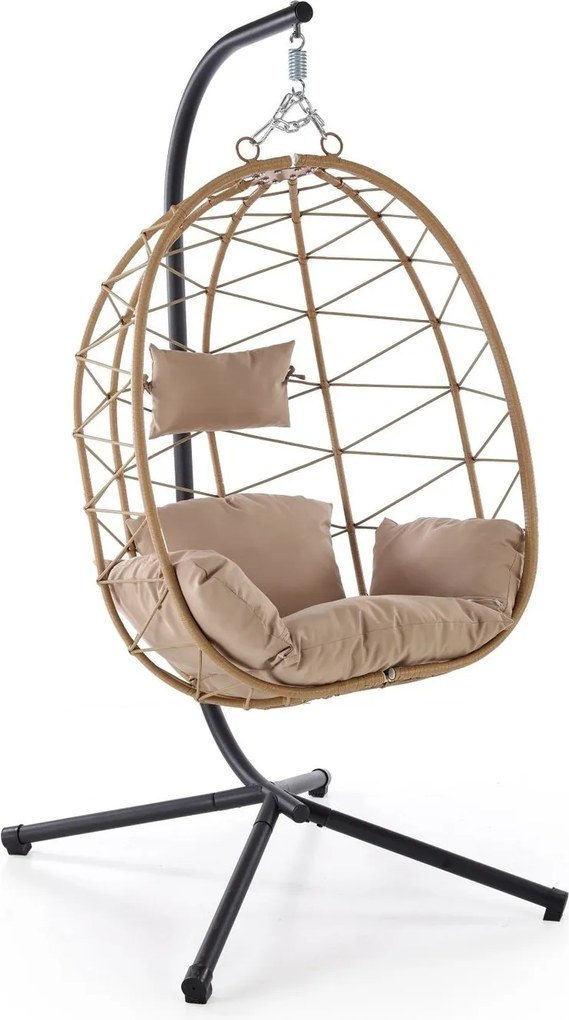 SNAKE poltrona da giardino in rattan sintetico color naturale con cuscini beige