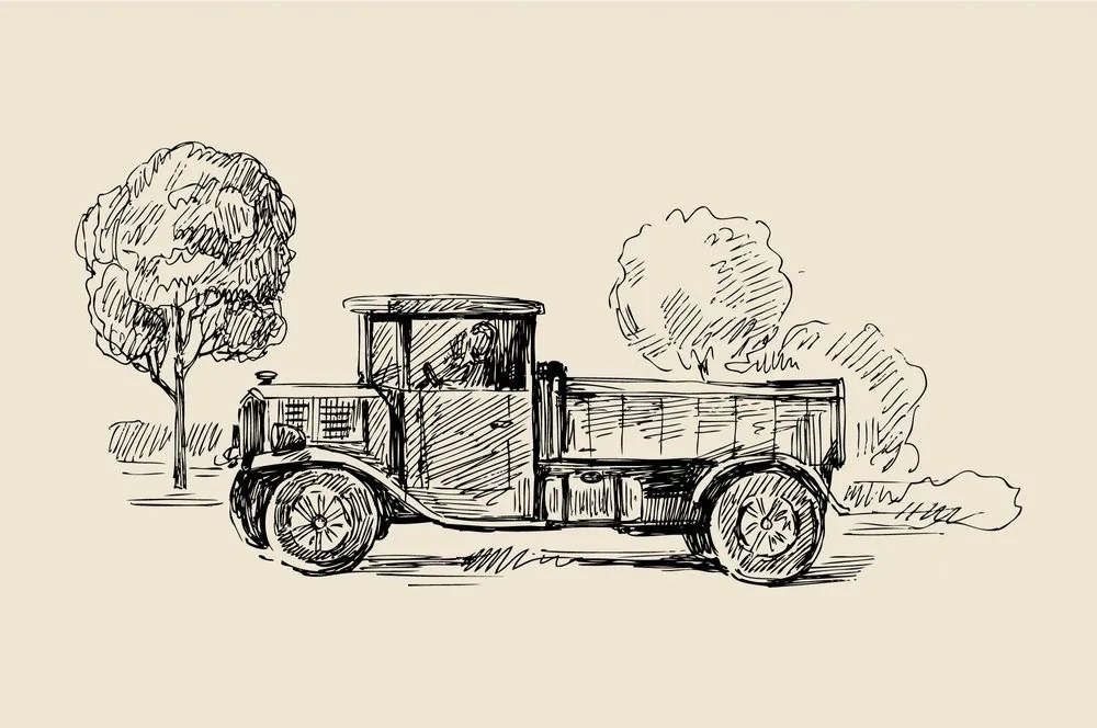 Carta da parati – Camion in stile retrò