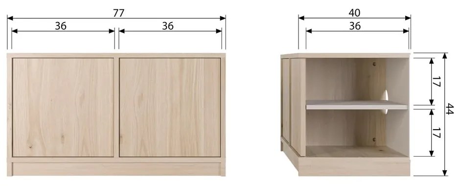 Tavolo TV modulare in rovere colore naturale 77x44 cm Modulair - vtwonen