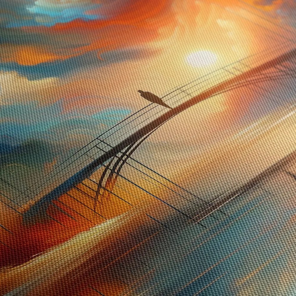 Quadro su tela – Tramonto sul fiume con ponte