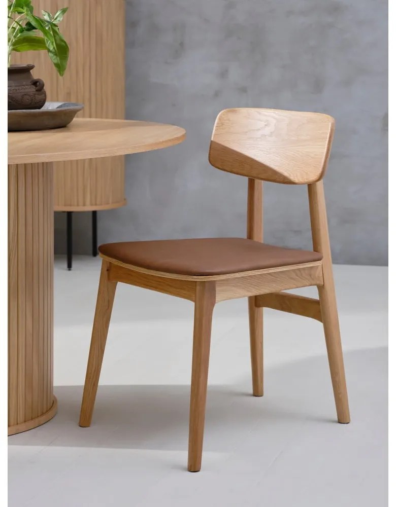 Sedia da pranzo in similpelle in colore marrone cognac-naturale Livo - Unique Furniture