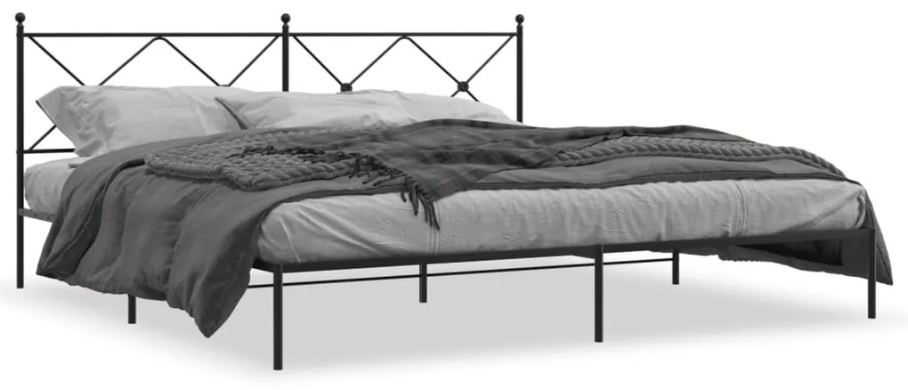 Giroletto Con Testiera İn Metallo Nero 200x200 Cm /