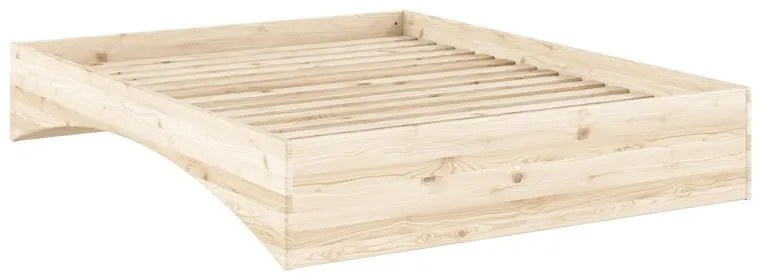 Letto matrimoniale di colore naturale in pino massiccio senza testiera 160x200 cm Orbit – Karup Design