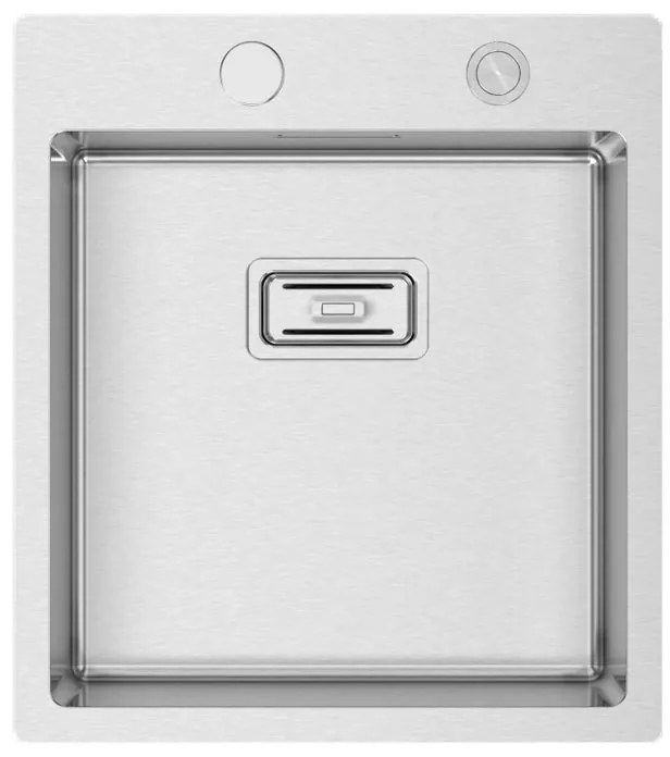 Lavello semincasso 1 vasca in inox argento RODI Box Lux 46 piletta quadra L 50.5 x L 45 x P 20 cm