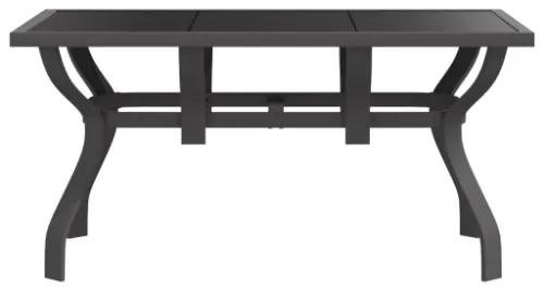 Tavolo da Giardino Grigio e Nero 140x70x70cm in Acciaio e Vetro